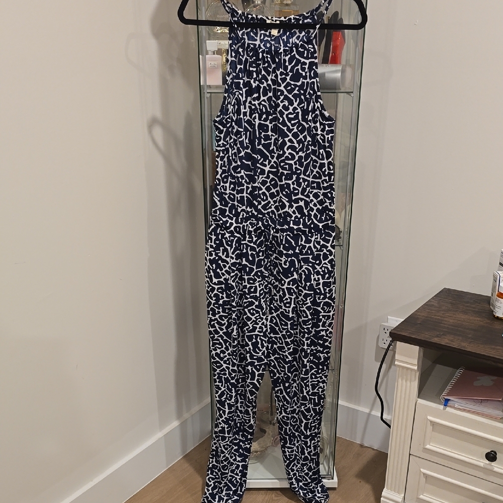 Elegant Black and White Patterned Jumpsuit